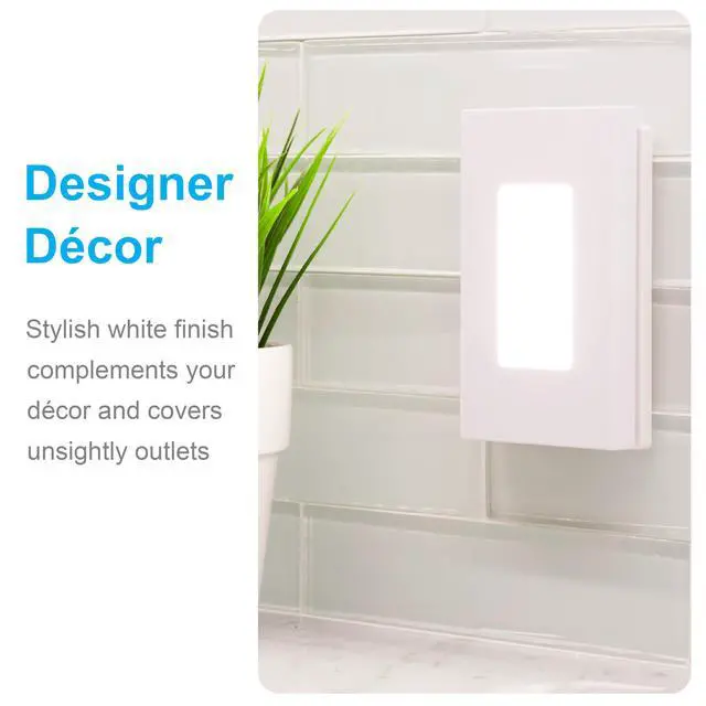 Alt view image 4 of 7 - Slimline CoverLite LED Night Light, Plug-in, Dusk to Dawn | Modern Outlet Cover, UL Certified, Ideal for Bedroom, Nursery, Bathroom, Hallway, 10215