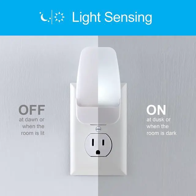 Alt view image 2 of 7 - Plug in Night Light with Dusk to Dawn Sensor, 2 Pack | Night Lights Plug Into Wall, Daylight 5000K Light for Bedroom, Bathroom, and Nursery, UL Certified, Energy Efficient