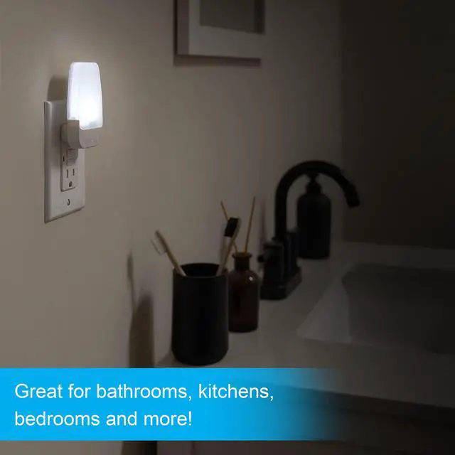Alt view image 6 of 7 - Plug in Night Light with Dusk to Dawn Sensor, 2 Pack | Night Lights Plug Into Wall, Daylight 5000K Light for Bedroom, Bathroom, and Nursery, UL Certified, Energy Efficient