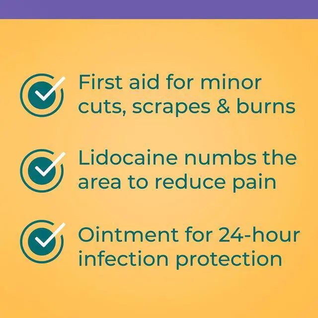 Alt view image 3 of 7 - Lidocaine Pain Relief Triple Antibiotic Ointment, 1 oz | 24-Hour Infection Protection, First Aid Topical Analgesic for Minor Cuts, Scrapes & Burns, Fast-Acting Maximum Pain Relief