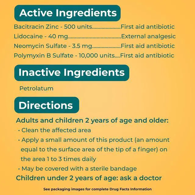 Alt view image 6 of 7 - Lidocaine Pain Relief Triple Antibiotic Ointment, 1 oz | 24-Hour Infection Protection, First Aid Topical Analgesic for Minor Cuts, Scrapes & Burns, Fast-Acting Maximum Pain Relief
