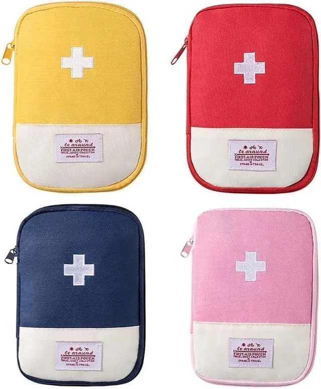 Main image of 4 Pcs Travel First Aid Pouch,Empty Mini First Aid Pouch, Portable Outdoor First Aid Medical Rescue Bag Multi-Function Emergency Medicine Storage Organizer Bag Health and Household Supplies (Small)