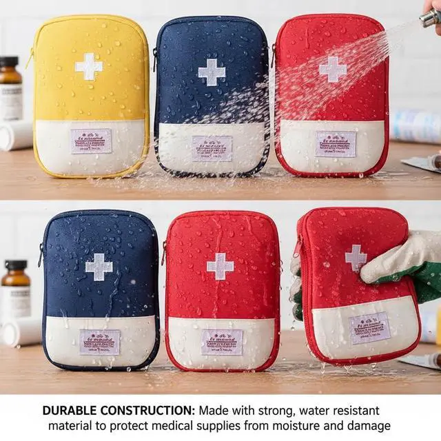 Alt view image 6 of 7 - 4 Pcs Travel First Aid Pouch,Empty Mini First Aid Pouch, Portable Outdoor First Aid Medical Rescue Bag Multi-Function Emergency Medicine Storage Organizer Bag Health and Household Supplies (Small)