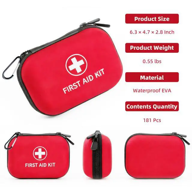 Alt view image 4 of 7 - New Upgraded 181 Pieces Mini First Aid Kit Water Resistant Small Travel First Aid Kit Portable Emergency First Aid Kits for Home Car Camping Boat Hiking Outdoor Daily Use