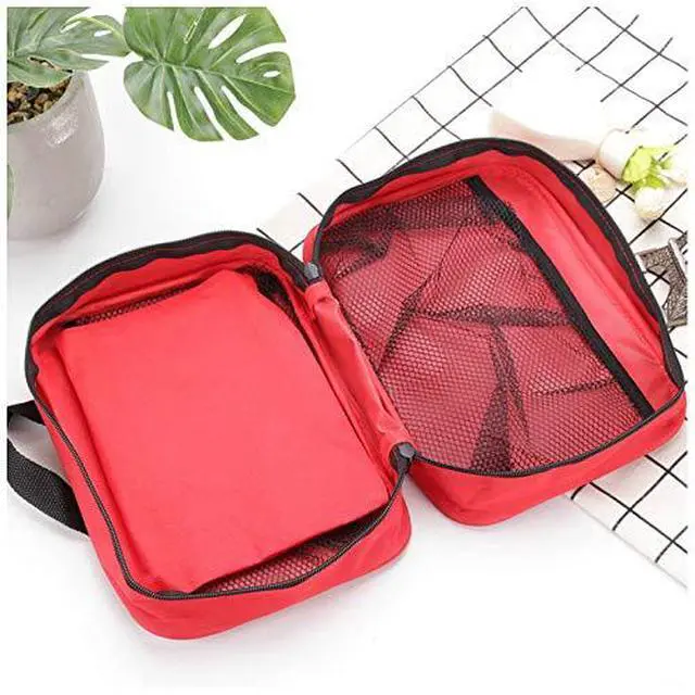 Alt view image 2 of 7 - First Aid Bag First Aid Kit Empty Medical Storage Bag Red Trauma Bag for Emergency First Aid Kits Car Workshop Cycling Outdoors (Red 1PC)