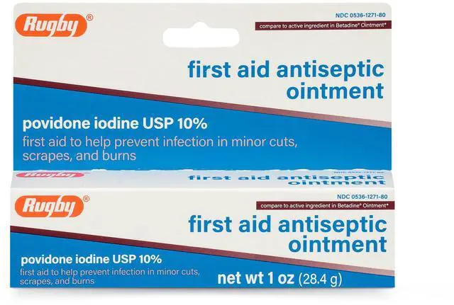 Main image of First Aid Antiseptic Ointment, Povidone Iodine USP 10%, 1 Oz | Helps Prevent Infection in Minor Cuts, Scrapes and Burns, Helps Provide Antiseptic Care for Minor Wounds, No-Mess Application