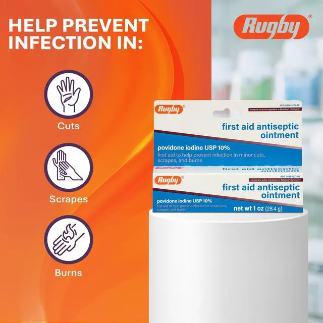 Alt view image 4 of 7 - First Aid Antiseptic Ointment, Povidone Iodine USP 10%, 1 Oz | Helps Prevent Infection in Minor Cuts, Scrapes and Burns, Helps Provide Antiseptic Care for Minor Wounds, No-Mess Application