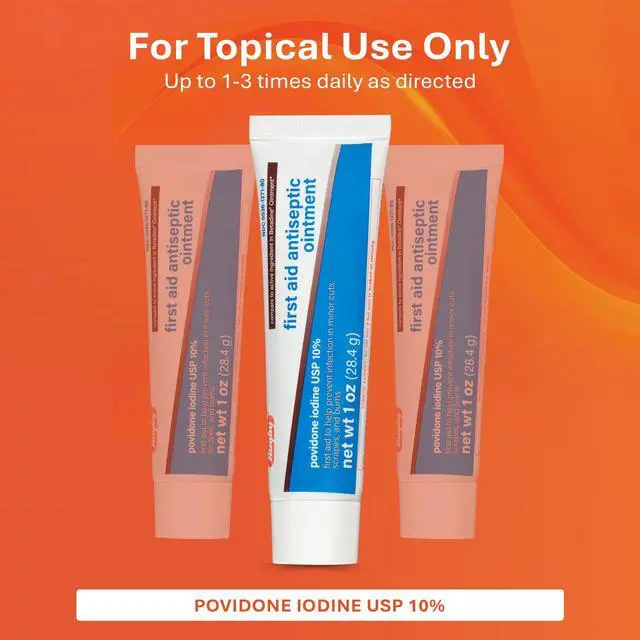 Alt view image 3 of 7 - First Aid Antiseptic Ointment, Povidone Iodine USP 10%, 1 Oz | Helps Prevent Infection in Minor Cuts, Scrapes and Burns, Helps Provide Antiseptic Care for Minor Wounds, No-Mess Application