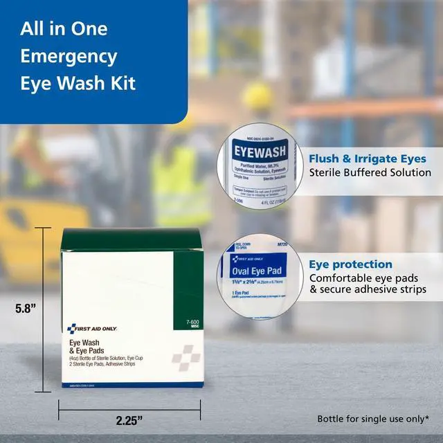 Alt view image 2 of 6 - 6-Piece Eye Wash Kit with Oval Eye Pads, First Aid Adhesive Strips, Emergency Eye Rinse & Eye Wash Cup
