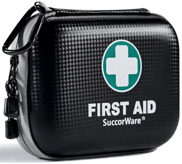 Main image of 150 Pieces Mini First Aid Kit - Small Medical Kit with Hard Shell - Emergency First Aid Kit for Car, Travel, Home, Outdoor, Office, Camping, Hiking (Black)
