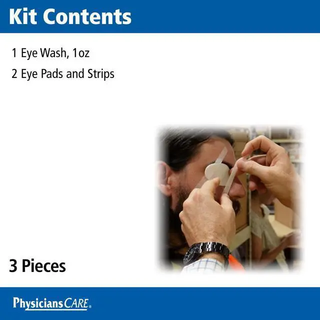 Alt view image 3 of 7 - 5-Piece Eye Wash Kit with Oval Eye Pads, First Aid Adhesive Strips & Emergency Eye Rinse