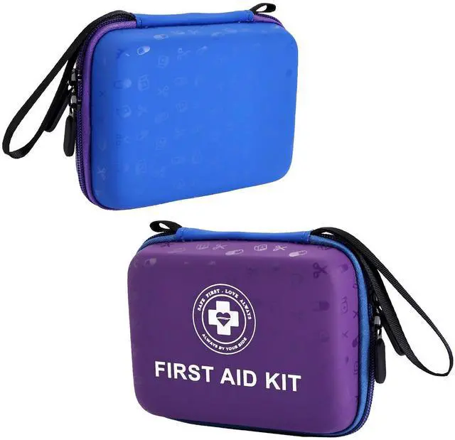 Main image of Small First Aid Kit - 165 Piece Dual-Color Emergency Medical Kit with Hard Shell & Fluorescent Exterior Coating, Emergency First Aid Kit for Home, Car, Travel, Hiking & Outdoor(Blue/Purple)
