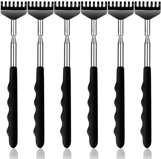 Main image of 6 Pack Back Scratcher Extendable Metal Portable Back Scratcher for Men Women Adults, Telescoping Back Massager with Rubber Handles, Stocking Stuffers Gadgets