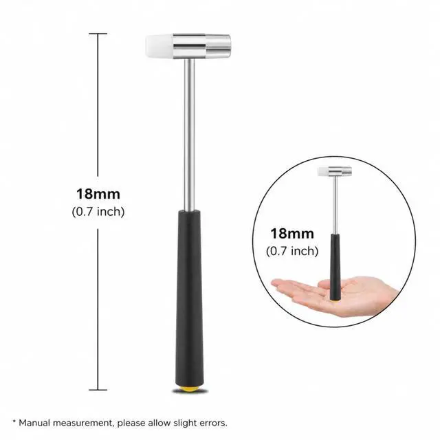 Alt view image 3 of 7 - Small Hammer for Crafts, Dual Head Jewelry Hammer Plastic Metal Mini Mallet | Small Mini Hammer Rubber Mallet Lightweight Tool for Watch Repair, Leather, Woodworking, DIY