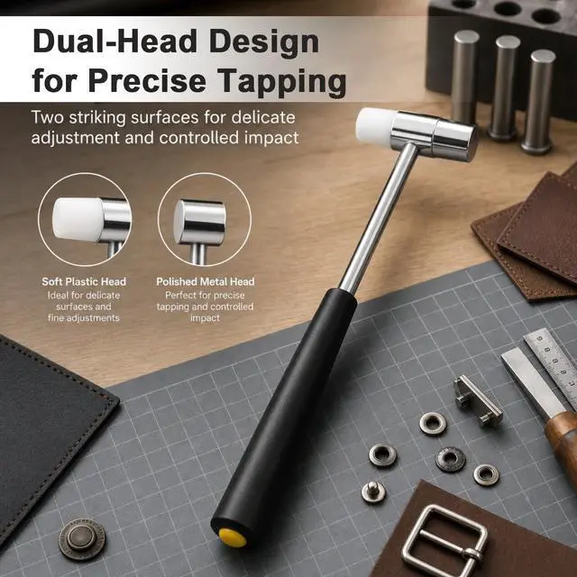 Alt view image 5 of 7 - Small Hammer for Crafts, Dual Head Jewelry Hammer Plastic Metal Mini Mallet | Small Mini Hammer Rubber Mallet Lightweight Tool for Watch Repair, Leather, Woodworking, DIY