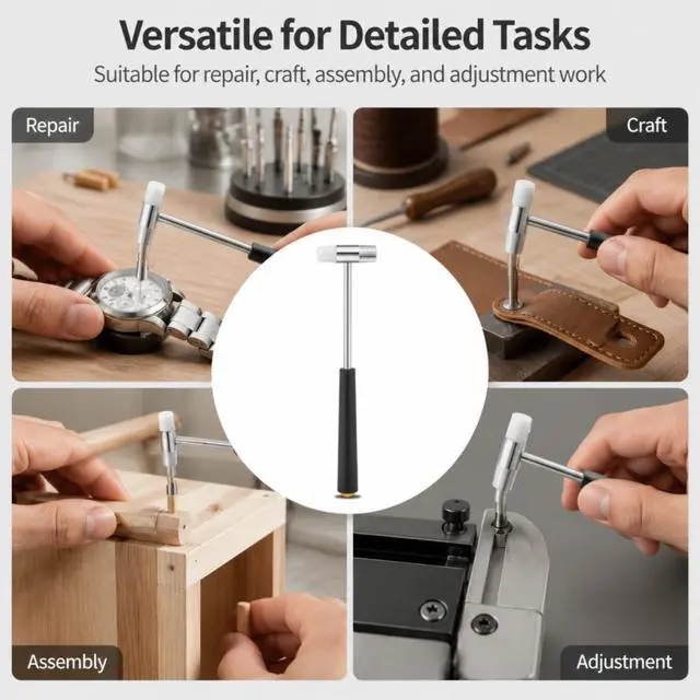 Alt view image 7 of 7 - Small Hammer for Crafts, Dual Head Jewelry Hammer Plastic Metal Mini Mallet | Small Mini Hammer Rubber Mallet Lightweight Tool for Watch Repair, Leather, Woodworking, DIY
