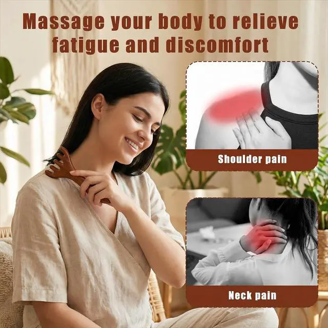 Alt view image 2 of 7 - 2 PCS Massage Comb 5-Claw Meridian Therapy Comb Guas Sha Tools Natural Sandalwood Scalp Manual Double Head Wooden Massager Tool Ergonomic Handheld Stick for Head Neck Face