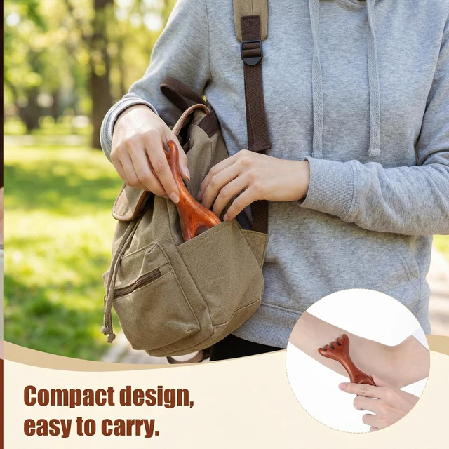 Alt view image 6 of 7 - 2 PCS Massage Comb 5-Claw Meridian Therapy Comb Guas Sha Tools Natural Sandalwood Scalp Manual Double Head Wooden Massager Tool Ergonomic Handheld Stick for Head Neck Face