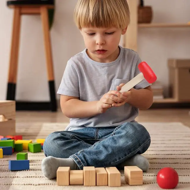 Alt view image 4 of 7 - 1Pcs Toy Hammer Simulation Wooden Hammers Plastic Toddler Hammer SmallPortable Kids Maintenance Tools Toys Pretend Fake Mallet Hammers for Boys Girls