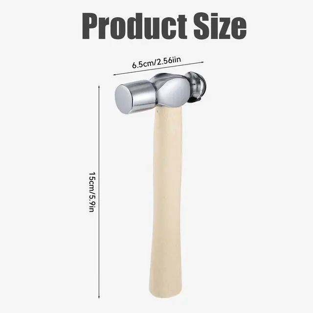 Alt view image 2 of 7 - Mini Hammer with Wooden Handle, Ball Peen Hammer, Small Round Head Hammers Tool, Jewelry Making, Repairing, Carpentry, Crafting