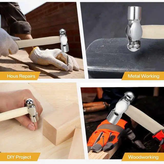Alt view image 3 of 7 - Mini Hammer with Wooden Handle, Ball Peen Hammer, Small Round Head Hammers Tool, Jewelry Making, Repairing, Carpentry, Crafting