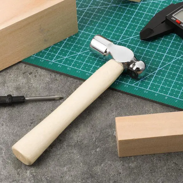 Alt view image 7 of 7 - Mini Hammer with Wooden Handle, Ball Peen Hammer, Small Round Head Hammers Tool, Jewelry Making, Repairing, Carpentry, Crafting