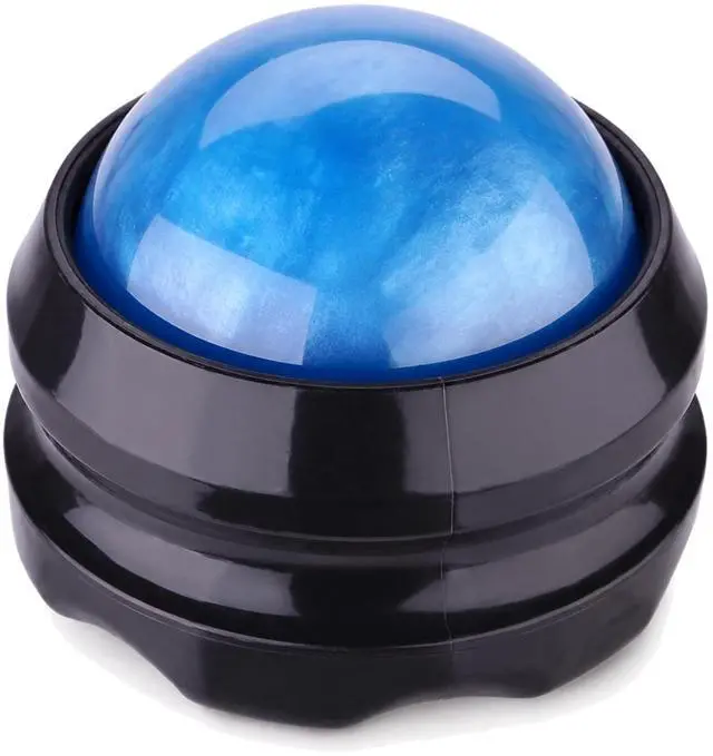 Main image of Manual Massage Ball Roller for Essential Oils & Lotion - Blue Handheld Deep Tissue Massager for Back, Neck & Foot Relief