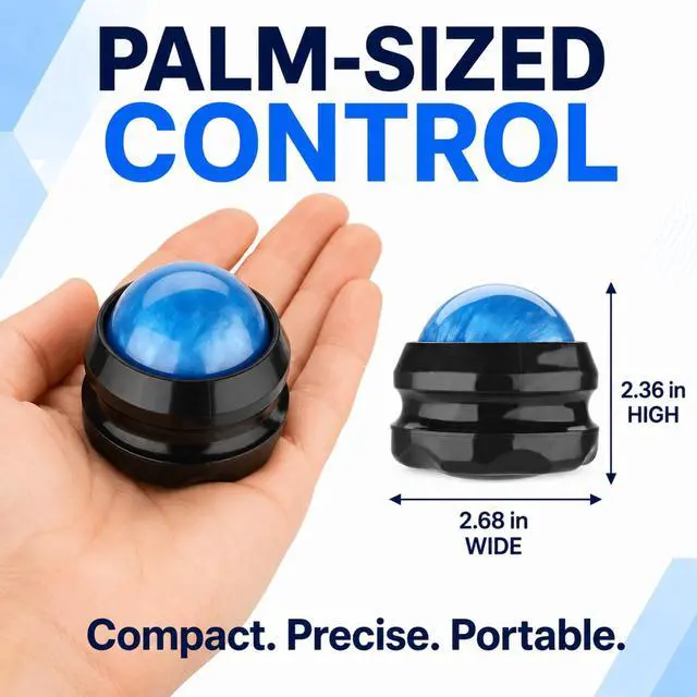 Alt view image 5 of 7 - Manual Massage Ball Roller for Essential Oils & Lotion - Blue Handheld Deep Tissue Massager for Back, Neck & Foot Relief