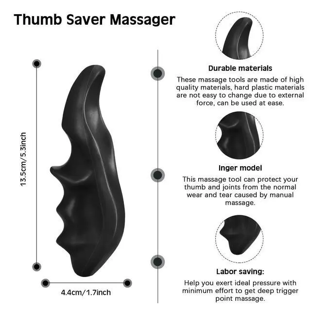 Alt view image 2 of 5 - 2 Pcs Black Thumb Saver Massage Tool Deep Tissue Massager for Pressure Reflexology Professional Neck Shoulder Back Foot Stress Relief
