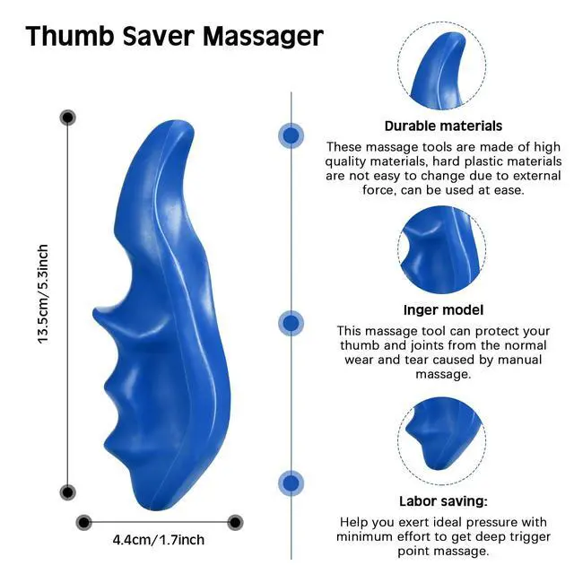 Alt view image 2 of 7 - 2 Pcs Blue Thumb Saver Massage Tool Deep Tissue Massager for Pressure Reflexology Professional Neck Shoulder Back Foot Stress Relief
