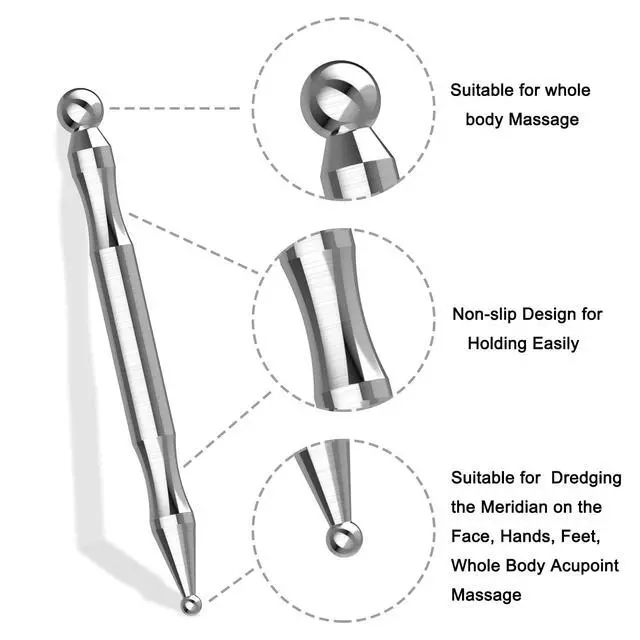 Alt view image 3 of 5 - Acupuncture Pen, Facial Reflexology Tools Stainless Steel, Trigger Point Massager Tool, Deep Tissue Massage Tool | Fascia release tools and temporomandibular joint (TMJ)