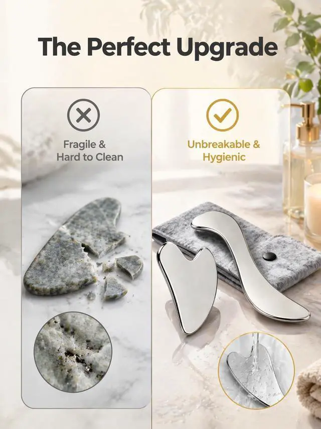 Alt view image 3 of 7 - Stainless Steel Gua Sha Tool for Face & Body, Muscle Scraper Massage Tool |Deep Tissue Massage, Myofascial Release, Trigger Point Therapy, Facial Sculpting, Lymphatic Drainage, Neck Back Shoulder Legs
