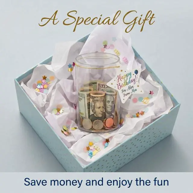 Alt view image 7 of 7 - Clear Piggy Bank for Adults & Kids, Acrylic Money Bank Must Break to Open, Unopenable Money Saving Box Jar for Cash and Coin, Size 5.9" H x 3.5" Diameter (Small)