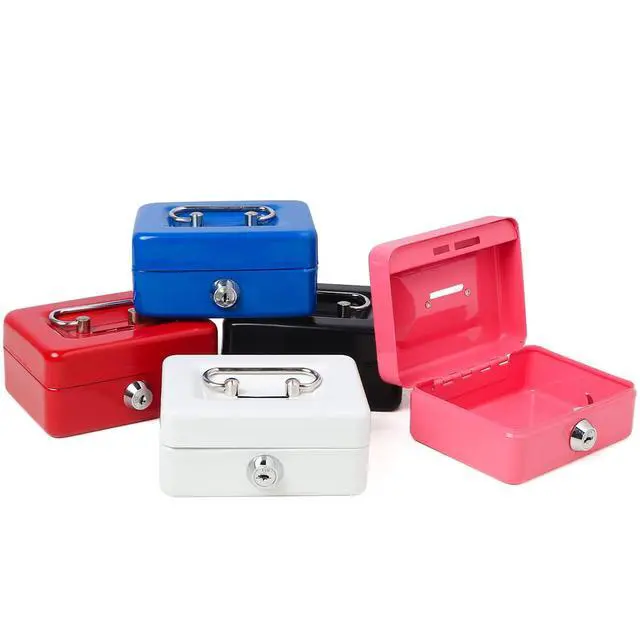 Alt view image 6 of 7 - Mini Cash Box with Lock and Slot, Metal Coin Bank Piggy Bank for Adults & Kids, 4.9" x 3.7" x 2.3", Black