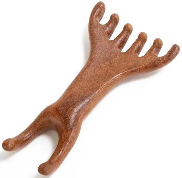 Main image of Head Massager Scalp, Wooden Scalp Massager, Foot Massage Tool | with storage pouch, natural Sandalwood, masajeador de cabeza, scalp massage for stress relax, foot massage for muscles relax