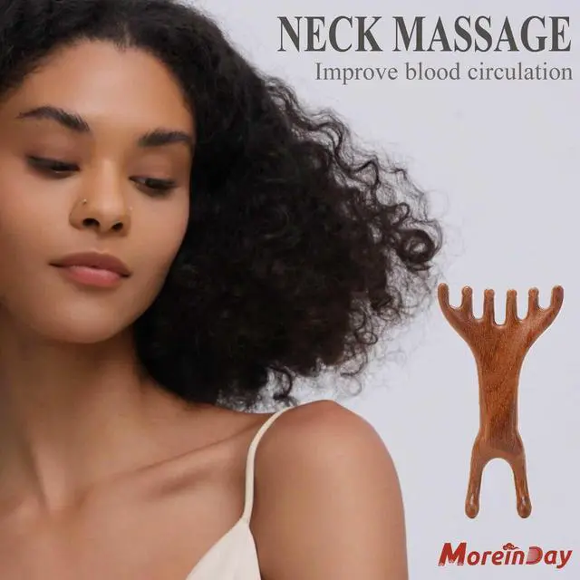 Alt view image 7 of 7 - Head Massager Scalp, Wooden Scalp Massager, Foot Massage Tool | with storage pouch, natural Sandalwood, masajeador de cabeza, scalp massage for stress relax, foot massage for muscles relax