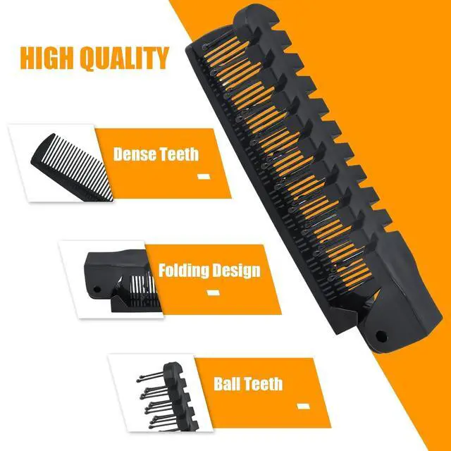Alt view image 4 of 7 - 3PCS Travel Foldable Brush, Anti-Static Hair Comb and Double Headed Hairdressing Tool for Men & Women (Black) | Double-Headed Comb And Massage, 17g Lightweight Portable