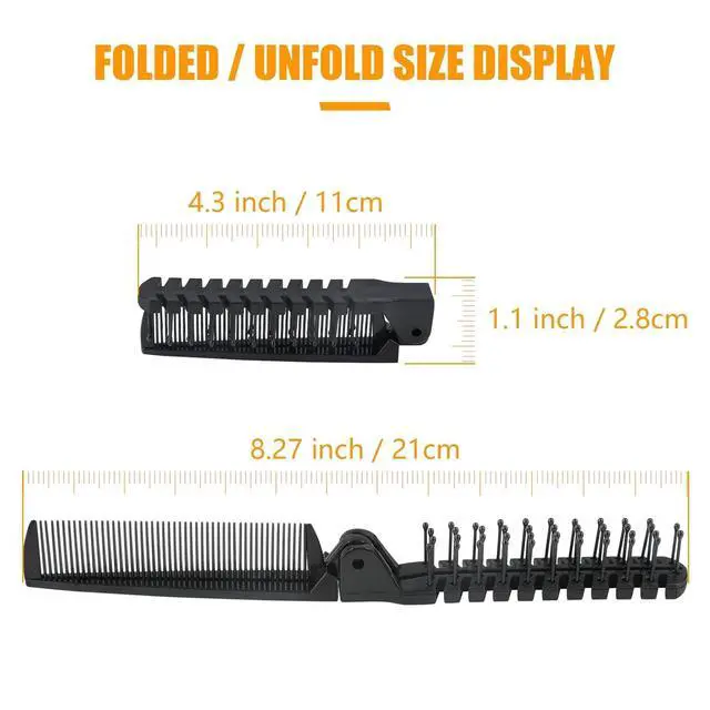 Alt view image 5 of 7 - 3PCS Travel Foldable Brush, Anti-Static Hair Comb and Double Headed Hairdressing Tool for Men & Women (Black) | Double-Headed Comb And Massage, 17g Lightweight Portable