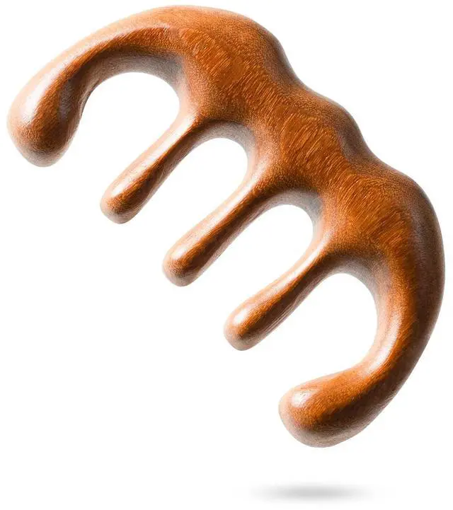 Main image of Sandalwood Wide Tooth Comb and Scalp Massager, Anti-Static | Wide teeth ease through tangles, while the contoured massage edge stimulates the scalp for a calmer grooming routine.