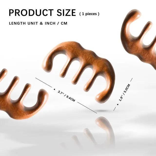 Alt view image 2 of 5 - Sandalwood Wide Tooth Comb and Scalp Massager, Anti-Static | Wide teeth ease through tangles, while the contoured massage edge stimulates the scalp for a calmer grooming routine.