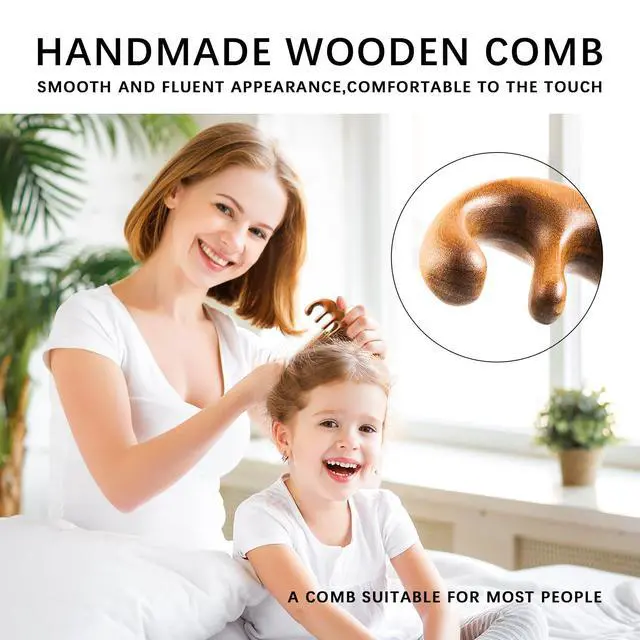 Alt view image 3 of 5 - Sandalwood Wide Tooth Comb and Scalp Massager, Anti-Static | Wide teeth ease through tangles, while the contoured massage edge stimulates the scalp for a calmer grooming routine.