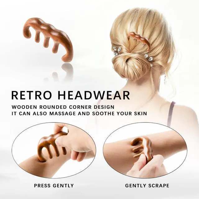 Alt view image 4 of 5 - Sandalwood Wide Tooth Comb and Scalp Massager, Anti-Static | Wide teeth ease through tangles, while the contoured massage edge stimulates the scalp for a calmer grooming routine.
