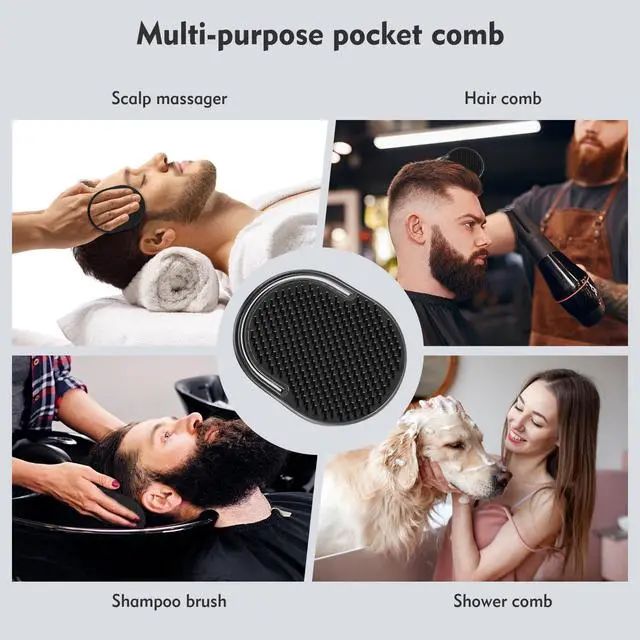 Alt view image 5 of 7 - 6 Pcs Palm Combs for Men, Massager Hair Brush Comb,Shower Comb,pocket brush