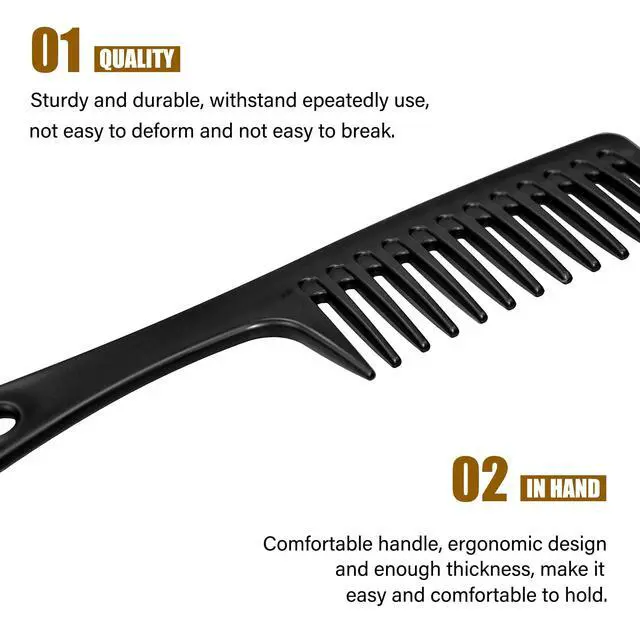 Alt view image 3 of 7 - 4PCS Wide Tooth Comb, Large Hair Detangling Comb Styling Comb, Professional Women Hair Care Handgrip Comb for Curly, Wet, Long Hair (Blue, Pink, White, Black)