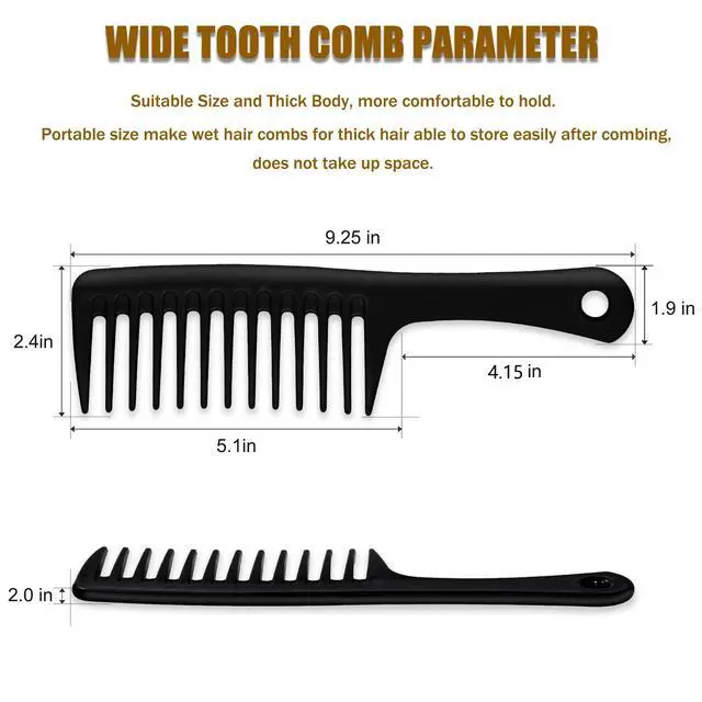 Alt view image 4 of 7 - 4PCS Wide Tooth Comb, Large Hair Detangling Comb Styling Comb, Professional Women Hair Care Handgrip Comb for Curly, Wet, Long Hair (Blue, Pink, White, Black)