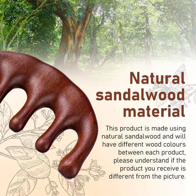 Alt view image 4 of 7 - Wooden Massage Comb, Sandalwood Head Scalp Comb No Static Wide Tooth | Comb for Head Scalp Scalp Stimulator Comb Gua Sha Comb Body Massage Tool for Men Women