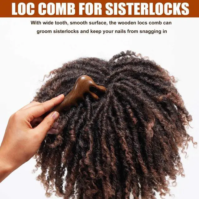 Alt view image 3 of 7 - Loc Comb for Sisterlocks, locs Comb for Dreads and Microlocs | with Storage Pouch, Sandalwood Comb for Locs and Braids, Wooden Scalp Massager for Scalp Massage