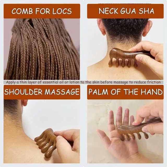 Alt view image 7 of 7 - Loc Comb for Sisterlocks, locs Comb for Dreads and Microlocs | with Storage Pouch, Sandalwood Comb for Locs and Braids, Wooden Scalp Massager for Scalp Massage