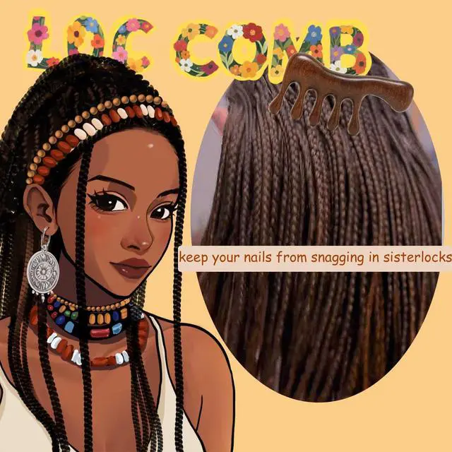 Alt view image 4 of 7 - Loc Comb for Sisterlocks, locs Comb for Dreads and Microlocs | with Storage Pouch, Sandalwood Comb for Locs and Braids, Wooden Scalp Massager for Scalp Massage