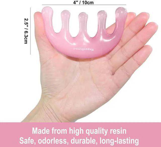 Alt view image 2 of 7 - Scalp Massage Tool Head Massager Resin Massage Comb. Pink | Gua Sha Fascial Tools for Scalp Care Hair Growth Stress Relax Headaches Meridian Acupoint Treatment Trigger Point Therapy